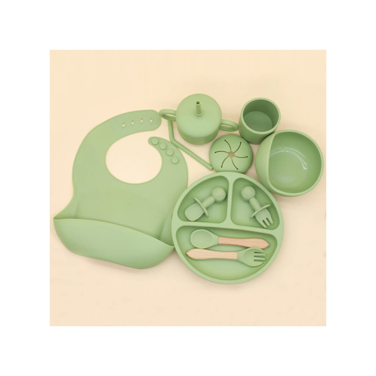Set De Alimentación Silicona Dividida Con Ventosa Bebés 10pcs Libre BPA