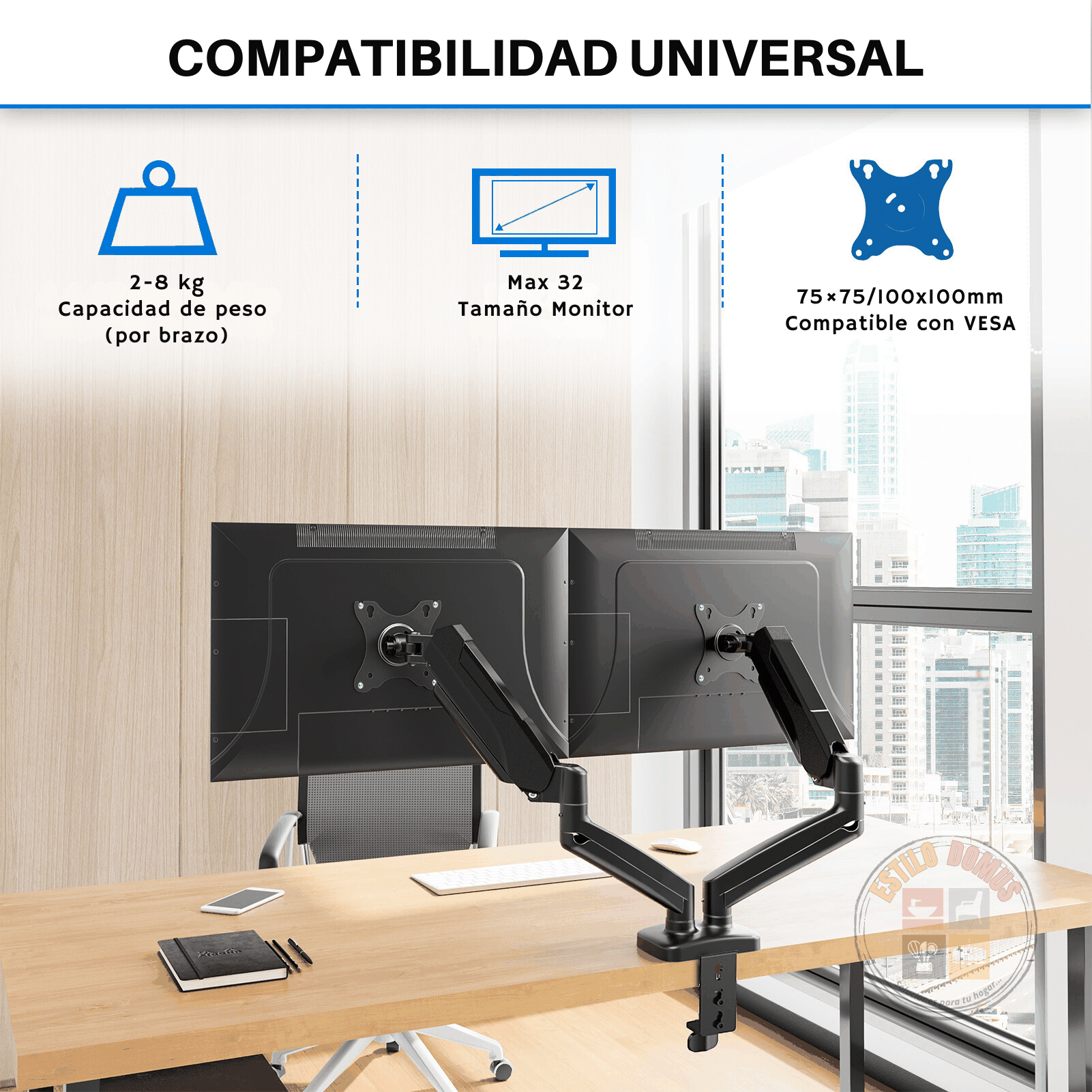 Soporte Monitor Doble Escritorio Soporte Doble Brazo