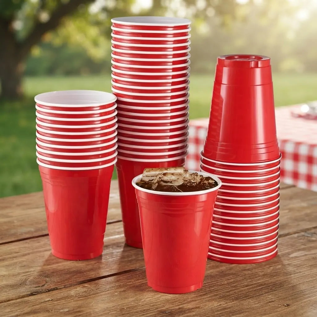 Vasos Plásticos Desechables Rojos 500 ml – Pack 50 Unidades
