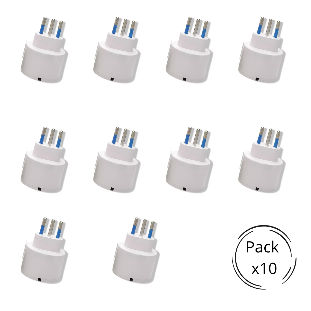 Pack x10 Adaptadores Enchufe Schuko Hembra 10A 250V – 1500W 3 Patas