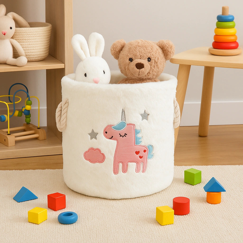 Canasto infantil de Felpa 2 Colore Diseños Unicornio
