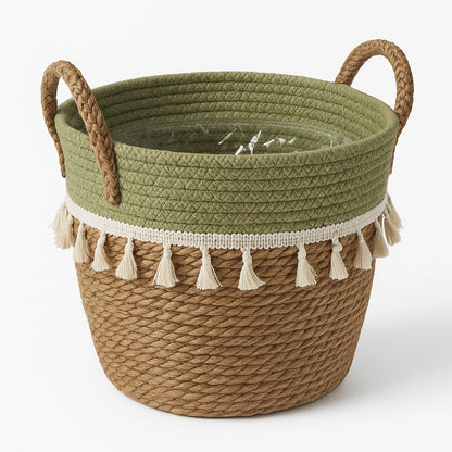 Set 3 Cestas Tejidas Fibra Natural para Plantas o Decoración