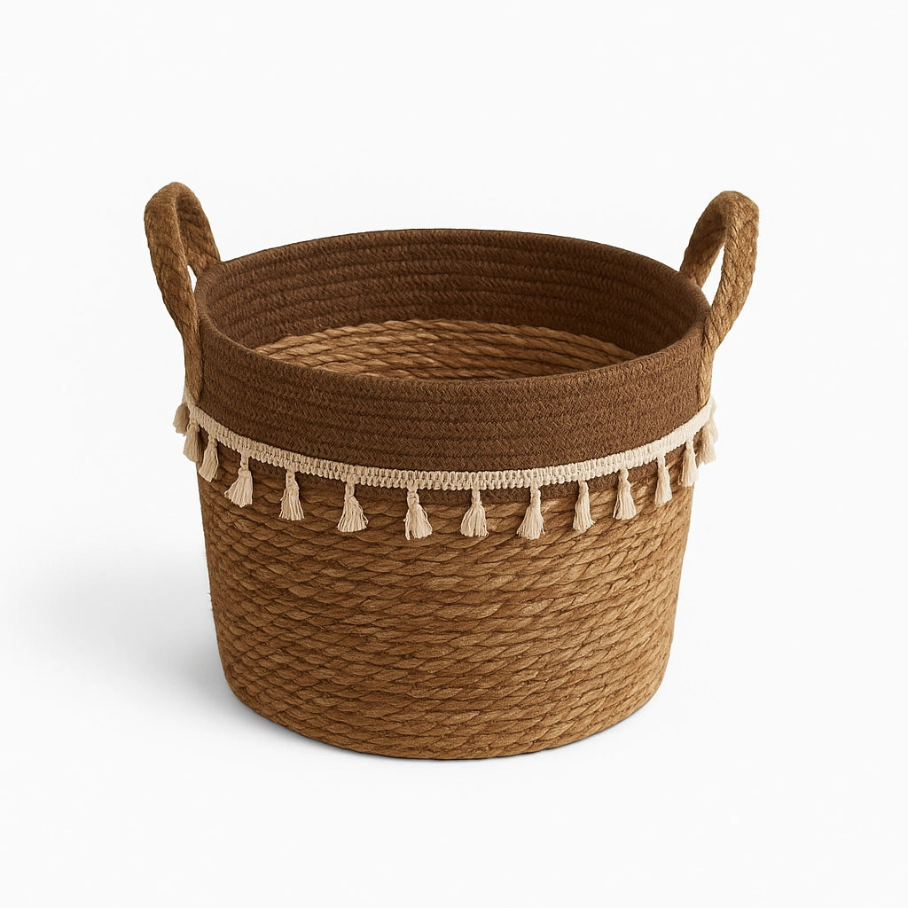 Set 3 Cestas Tejidas Fibra Natural para Plantas o Decoración