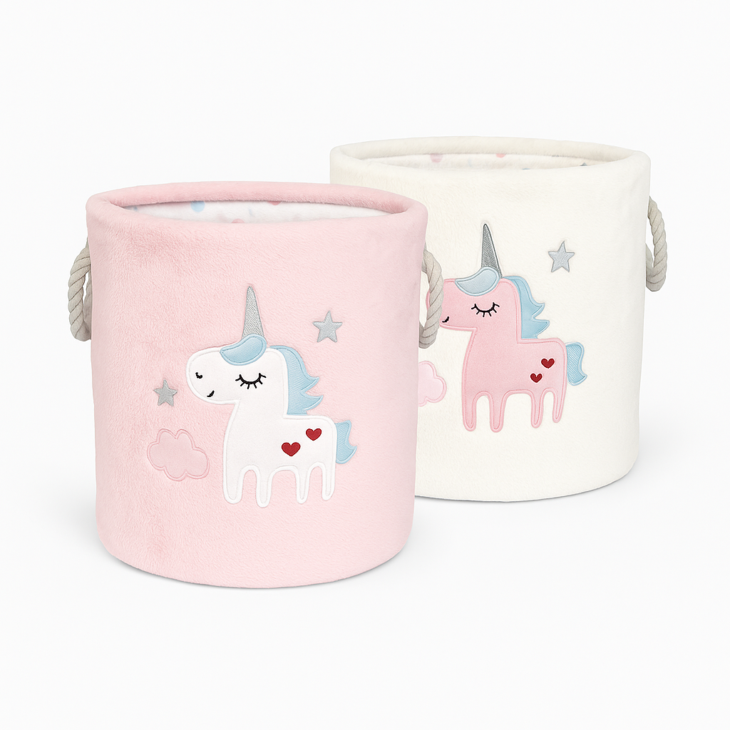 Canasto infantil de Felpa 2 Colore Diseños Unicornio