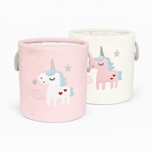 Canasto infantil de Felpa 2 Colore Diseños Unicornio