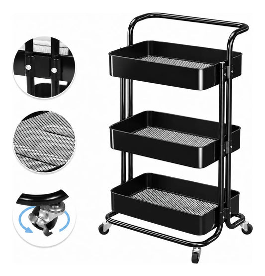 Carrito organizador metálico de 3 niveles