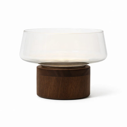 Cuenco Decorativo Grande de Vidrio y Madera – Elegancia Natural para tu Hogar